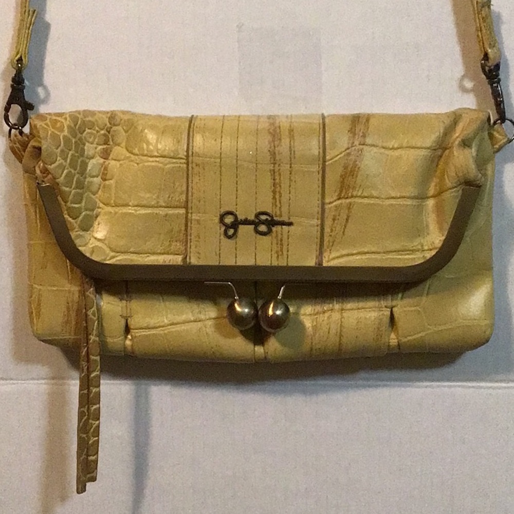 Jessica Simpson Mustard Yellow Leather Classic Black Men's Messenger Bag